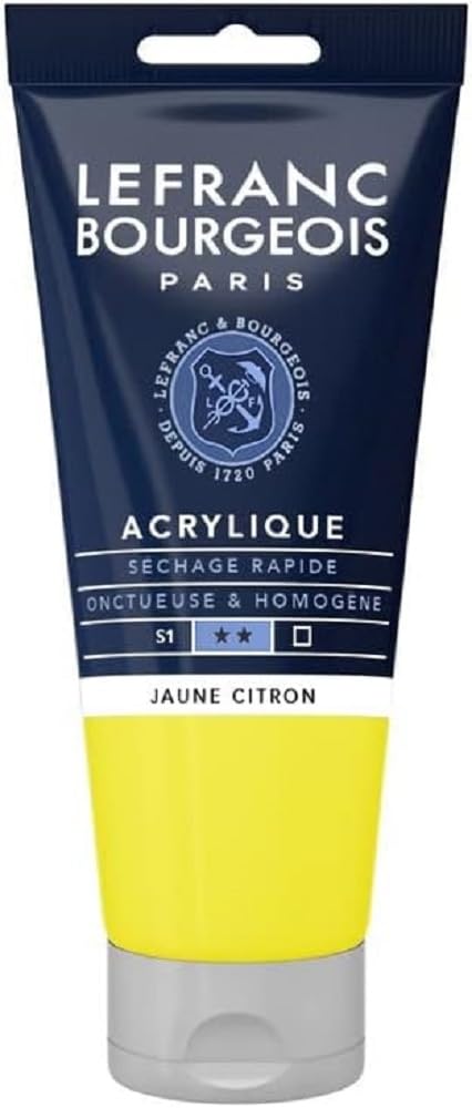 Lefranc & Bourgeois 300379 Fine Aycrl Highly pigmented, Good Coverage, Creamy, Homogeneous Texture Paint 80 ml Tube – Lemon