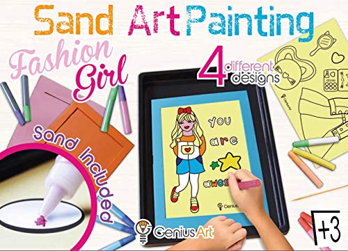 Genius Art Sand Art Painting Kits for Kids - Fashion Girl - Arts and Crafts for Girls - Crafts for Kids Ages 4-8 - Girls Toys - Girl Crafts