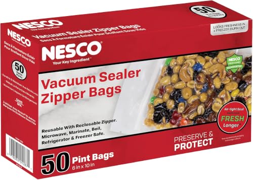 Image of Nesco Vacuum Sealer Pint Zipper Bags, Pint 50 Count (Pack of 6)