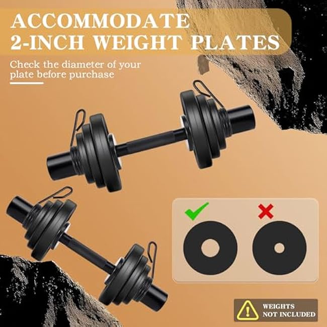 16 Olympic Dumbbell Handles,Loadable Dumbbell Bars set for 2-inch Standard Plates Weight Bars with 2 Pair of Spring Collars for Home Gym Strength Training