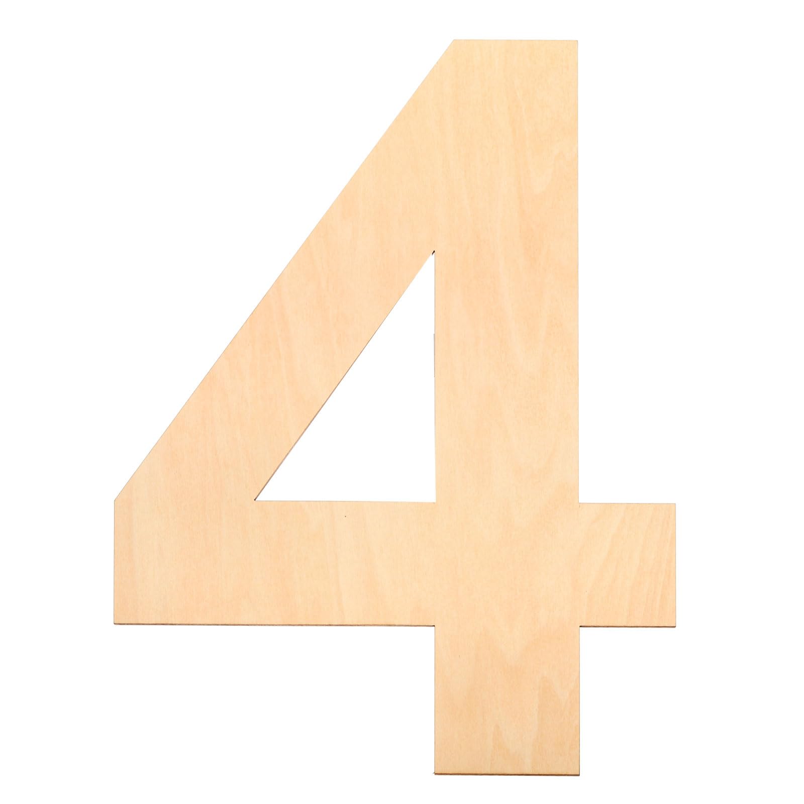 PATIKIL 12 Inch Wooden Number, Blank Wood Number 4 Shape Cutout Paintable Unfinished Numbers Sign for Wall Decor Home Decor
