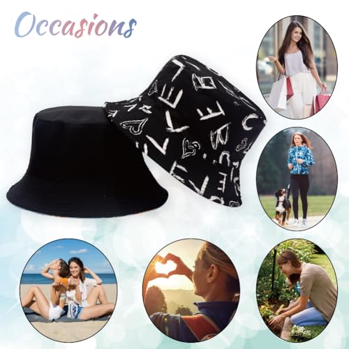 Image of Reversible Bucket Hat for Women Summer Travel Fisherman Cap, Girls Cute Double Side Wear Bucket Cap