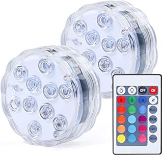 AquaMiracle Underwater LED Lights IP68 Waterproof, with Remote Control, Battery Powered, Color-Changing Lights for Pool, Pond, Hot Tub, Shower, Bath, Bar, Wedding, Party, Aquarium, Vase Decoration