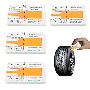 Yuemuop 4 Stuks Kunststof band dieptemeter, bandenprofiel dieptemeter 0-20mm, Profieldieptemeter voor Auto en Motor…