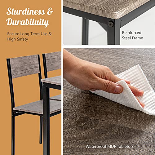 image for Giantex 4Pcs Dining Table Set, 1 Table & 1 Bench & 2 Chair, Space-Savi