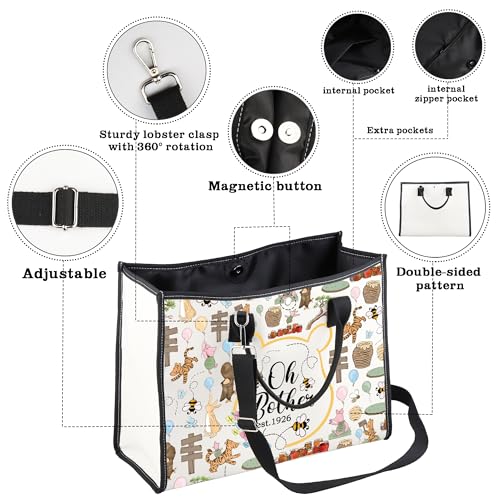 Image of CMNIM Bear Tote Bag Oh Bother Est 1926 Inspired Tote Pigl-t Tig-er Rabbit Eey-re Merch Gift Friendship Shoulder Bag (Oh Bother Est 1926 Big Crossbody bag)