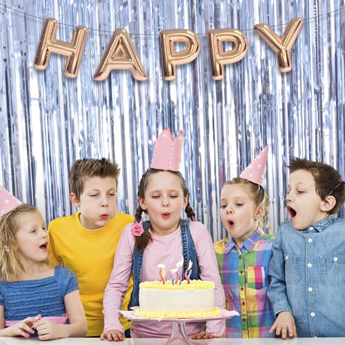 Image of Silver Party Decorations Backdrop Curtains 2Pack - 3.3x8.2FT Silver Backdrop Photo Booth Props Fringe Curtains - Tinsel Curtains Birthday Decorations Streamers Party Supplies