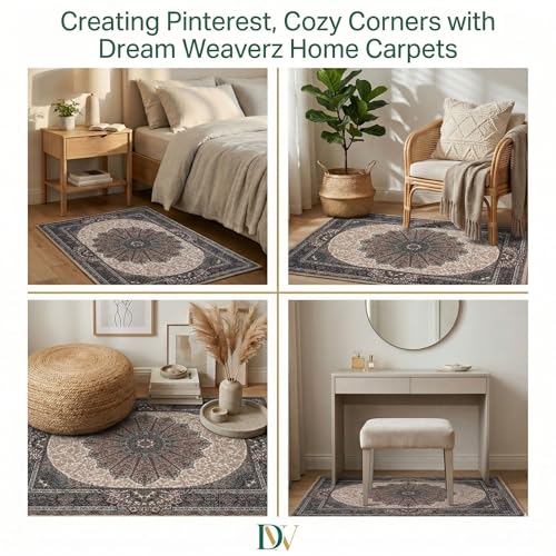 Image of Dream Weaverz Anti Slip Rectangular Carpet for Living Room & Hall | Silk | Flat Woven Soft Washable Floor Mat for Home, Bedroom Floor & Kitchen | Durable Anti Skid Rug for Daily Use (3 X 5) feet