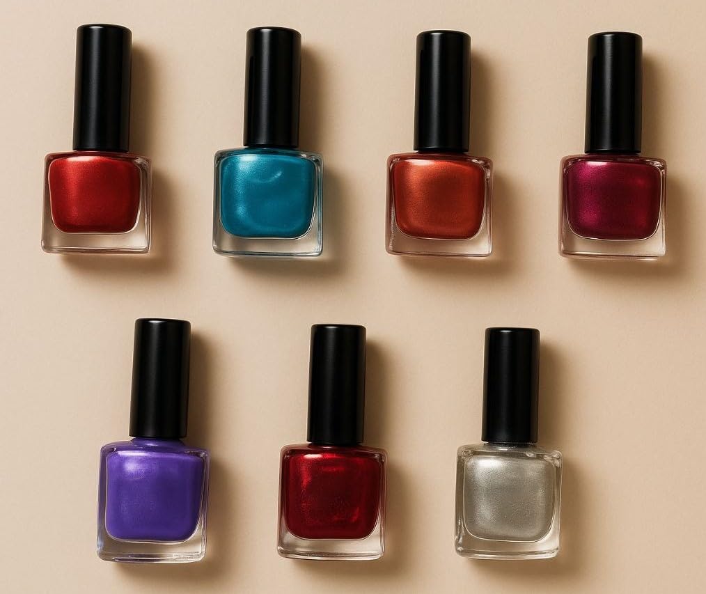 Generic 7-Piece Nail Polish Set, Glossy Finish, Crimson Red, Metallic Teal, Copper Rose, Berry Wine, Royal Purple, Ruby Red, Silver Chrome-image-47