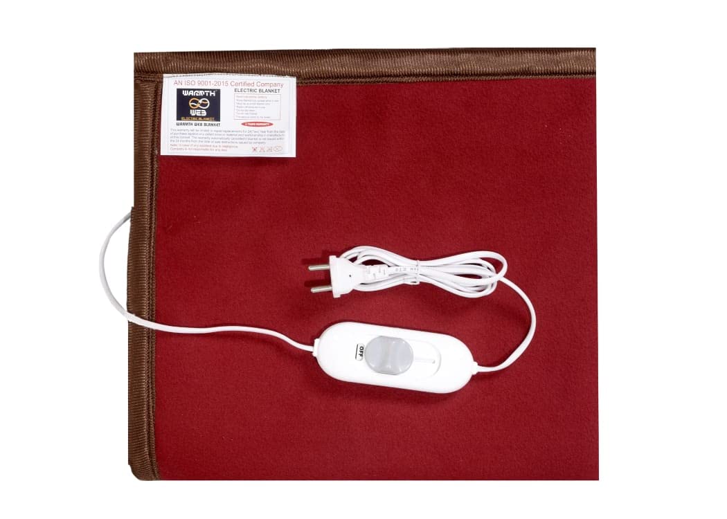 Bed Warmer Electric Under Blanket Single Bed (2 Years Warranty, Polar Fleece, Maroon, 30x60 inches), Reversible