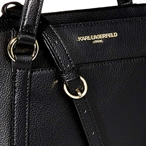 Karl Lagerfeld Paris IRIS Satchel Handbag, Black/Gold