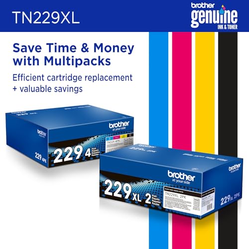 Image of Brother Genuine TN229XLY Yellow High Yield Printer Toner Cartridge - Print up to 2,300 Pages(1) (Pack of 4)