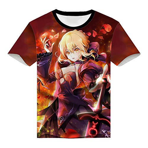 Anime Fate Stay Night Cosplay Saber 3D Print Short Sleeve Tee Tops T-Shirt