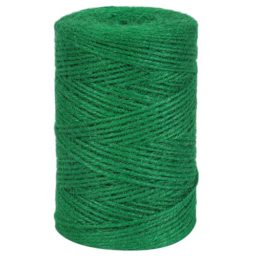 tenn well 2mm Jute Garden String 152m Natural Jute Twine Colored String for Gift Wrapping Gardening Floristry and Crafts Decoration (Green)
