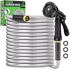 Garden Hose 50ft, Kebose Heavy Duty Water Hose 5/8, Lightweight Flexible Hose with Work 150 PSI Resistant, 10 Function Spray Nozzle & 3/4 Solid Fittings, No Kink Hose for Outdoor, Yard