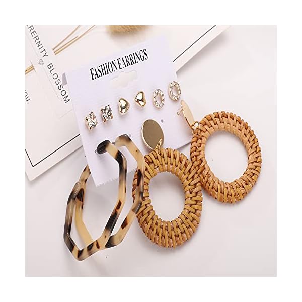 47-Pairs-Fashion-Earrings-for-Women-Girls-Boho-Statement-Tassel-Rattan-Leather-Earrings-Ethnic-Fashion-Butterfly-Stud-Acrylic-Hoop-Silver-Drop-Dangle-Earrings-Set-for-Birthday-Everyday-Jewelry-Gift 47 Pairs Earrings for Women Girls, Boho Statement Tassel Rattan Leather Earrings Butterfly Acrylic Hoop Stud Drop Dangle Earrings Set, Hypoallergenic for Sensitive Ears