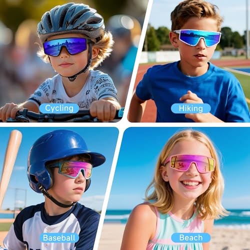 3 Pack Kids Sunglasses Youth Baseball Sunglasses for 3-12 Boys Girls Sports Cycling Running UV Protection Goggles4
