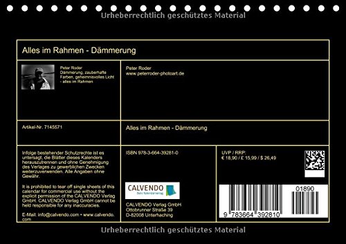 Alles im Rahmen - Dämmerung (Tischkalender 2016 DIN A5 quer): Dämmerung, zauberhafte Farben, geheimnisvolles Licht - alles im Rahmen (Monatskalender, 14 Seiten ) (CALVENDO Natur)