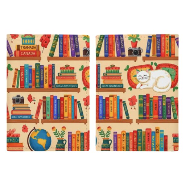 Cute Passport Cover, PU Passport Holder Card Slots, Waterproof Travel Wallet Cover, Travel Wallet For Women And Men Compatible with Sleeping Cat