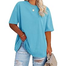 Fisoew Womens Plus Size T Shirts Oversized Tees Summer Half Sleeve Crew Neck Tunic Tops