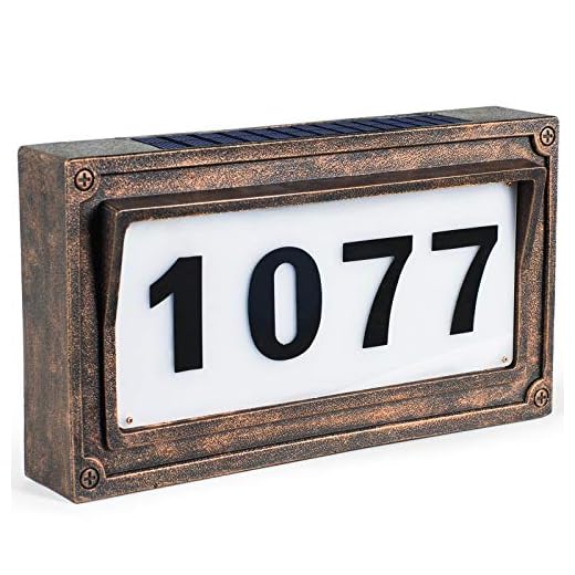 Solar House Number, Address Plaques for House, Street Signs Mailbox Numbers for Outside-Warm White light