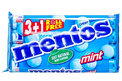 Image of Mentos Chewy Dragees Mint Flavour 3+1 Roll Free Pack Of 2, 200 Gram