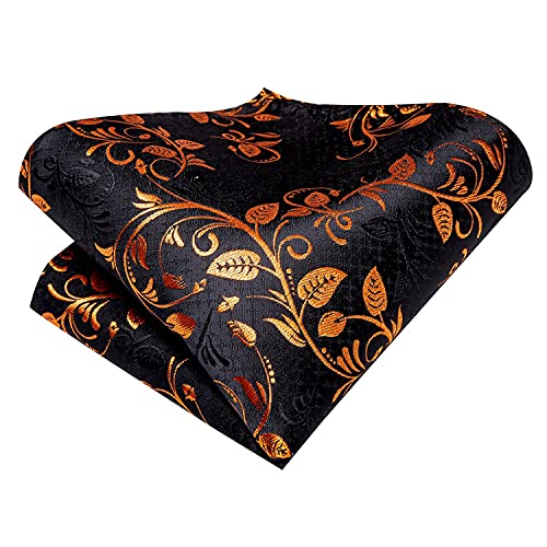 Image of Hi-Tie Paisley Floral Ties Set for Men Silk Mens Stripes Necktie Pocket Square Cufflinks Set Formal Business