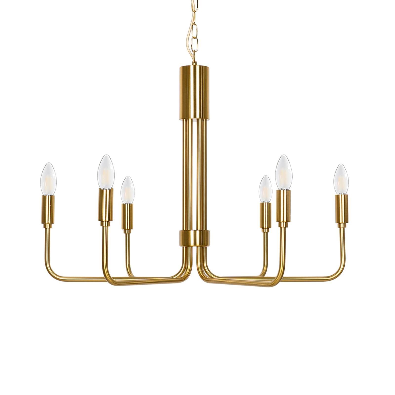 Lindby Kronleuchter Elanova (Retro, Vintage Antik) in Gold/Messing aus Metall (6 flammig E14) - Pendelleuchte Hängelampe Lüster Lampe Deckenleuchte Deckenlampe Wohnzimmerleuchte