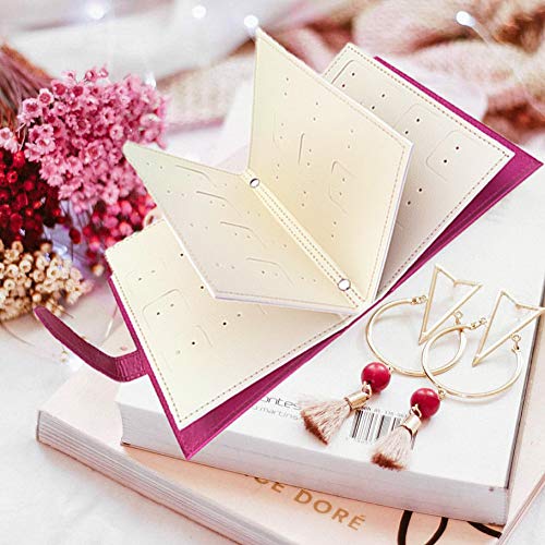 Pink Foldable Jewelry Organizer Book - Portable Earring & Necklace Storage With Metal Snaps