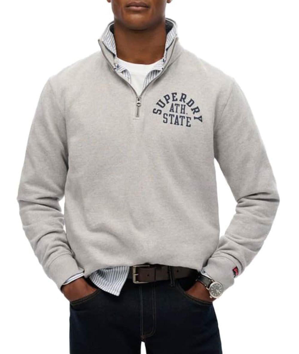 Superdry Athletic Ess Half Zip Sweatshirt, Grey Marl, XXL