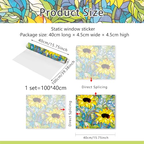 Vinilo decorativo para ventana con diseño girasol 15.7x40 in miniatura 5
