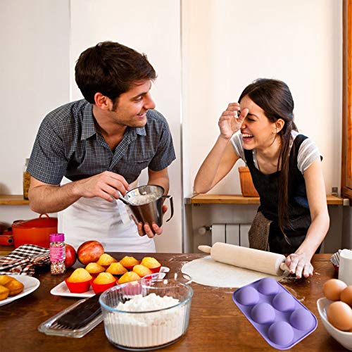 2 Pack Silicone Chocolate Mold for Baking, Bath Bomb Candy Cake Pop Handmade Soap Jello Jelly Cupcake Tray Pan, 6 Holes Half Ball Circle Sphere Round Mold Set, Halloween Gummy Eyeballs Resin Melt Kits