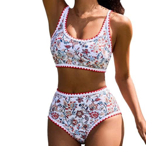YCBMINGCAN Conjunto de bikini push up para mujer, traje de baño push-up, bikini de corte alto, banda bajo el pecho, traje de baño elegante, de dos piezas, parte superior de triángulo cruzado