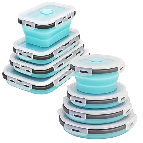 Ainmvnos 8 Collapsible Food Storage Containers, Silicone Collapsible Food Storage Containers, Collapsible Food Storage Silicone, Rv Collapsible Bowls, Collapsible Storage Containers for Food Camping