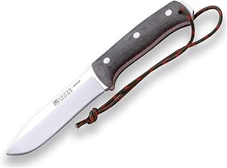 Joker Survival Knife Nomad CV125, micarta Canvas Handle, 5 inches Blade of Böhler N695 Steel, Black Leather Sheath, Includes Paracord, Tool for Fishing, Hunting, Camping and Hiking - Joker