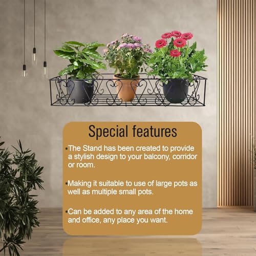 Image of Niyara || Metal Planter Stand || Plant Stand for Pots|| Outdoor Plant Stand (Railing Stand Set of 1)