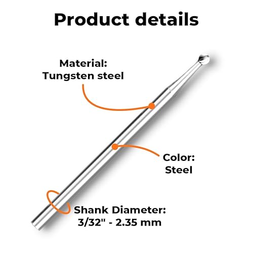 Miniatura 5 de Culiau 6 brocas de acero de tungsteno para tallar madera, brocas de grabado de vástago de 332 pulgadas (0.093 in) para herramientas rotativas,