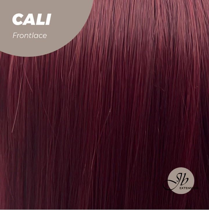 Miniatura 6 de Peluca de encaje frontal con flequillo, color rojo CALI, pelucas de corte recto para mujer, pelucas sintéticas naturales para uso diario (pelucas de