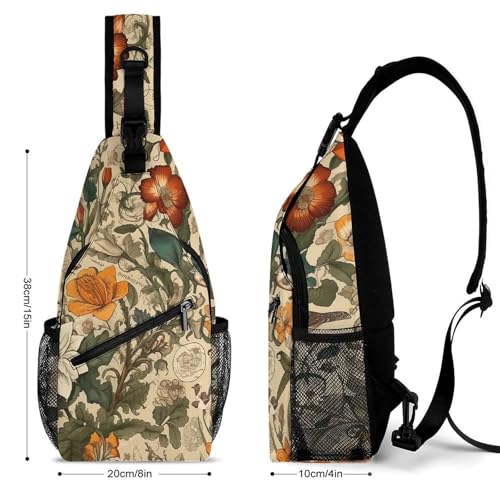 Donkey And Flower Sling Bag for Men Women - Adjustable Crossbody Chest Backpack, 15" Travel Hiking Fanny Pack2