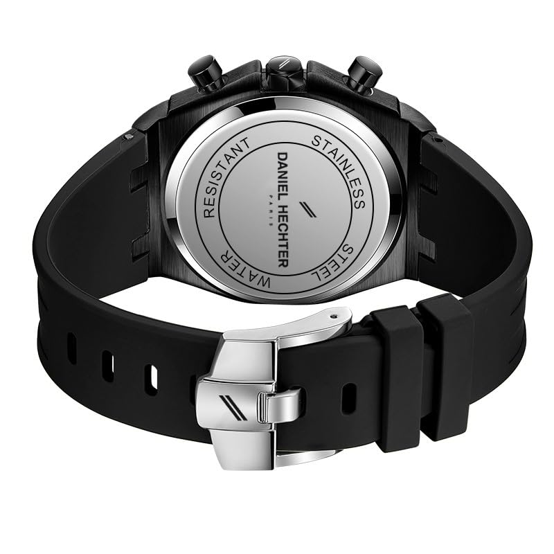 Image of Daniel Hechter Paris Tuileries Collection Multifunctional Watch for Men with Textured Octagone Dial and Silicon Strap-DHM1005