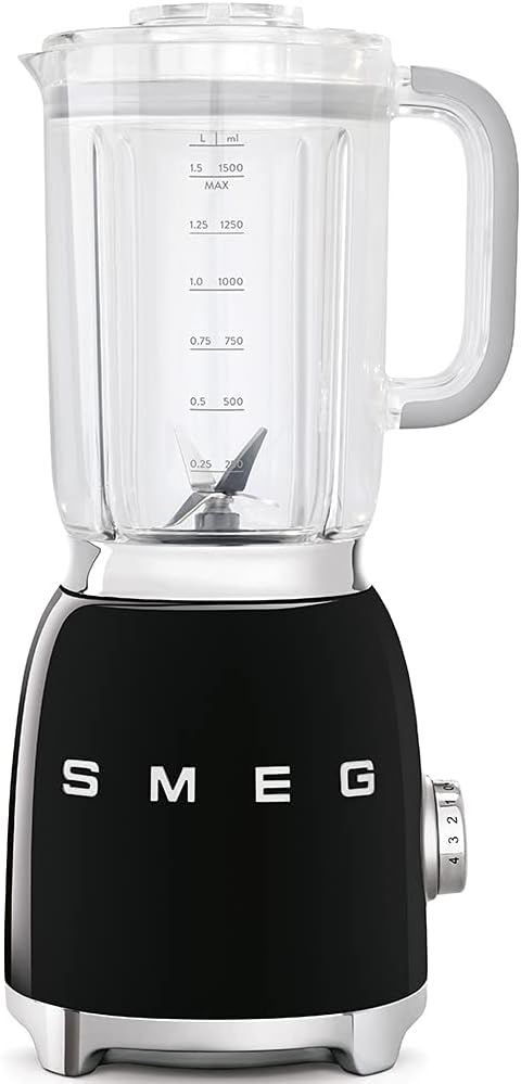 Smeg BLF01BLEU Batidora, 150 W, 0.45 litros, Metal, plástico, 4 Velocidades, Negro