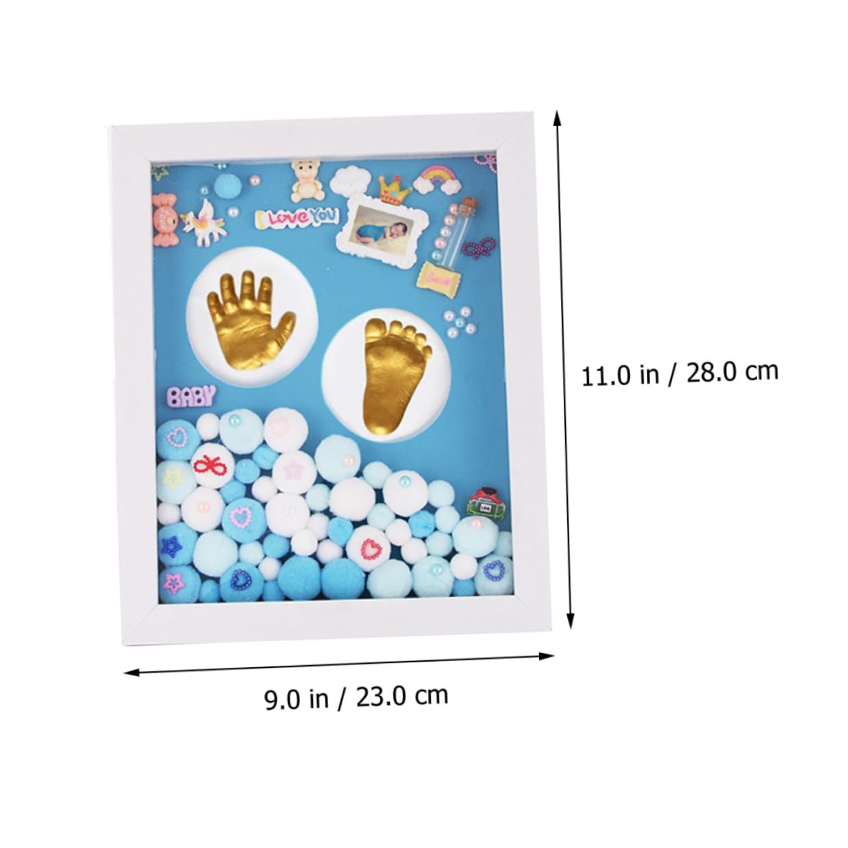 Kit Impronta Mani e Piedi per Neonata Cornice in Acrilico Oro, Set Completo per Ricordo Battesimo e Regalo Primo Compleanno