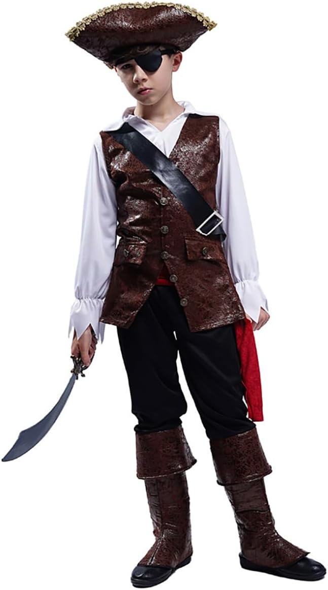 PGOND Boys Deluxe Pirate Costume with Hat Party Costume - Image 7