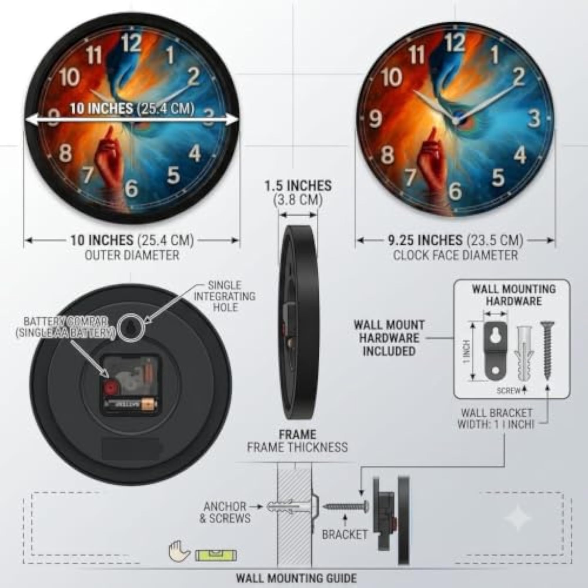 ND Clock 10 Inch Wall Clock for Home