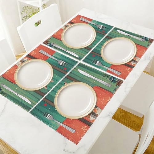 Set de table chat long col lot de 6 toiles 45x30 cm