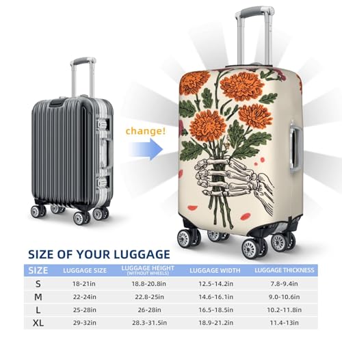 Skeleton Holding Flowers For You Elastic Travel Luggage Covers Dustproof Scratch-Resistant Suitcase Protector Fit 22-24 Inch4