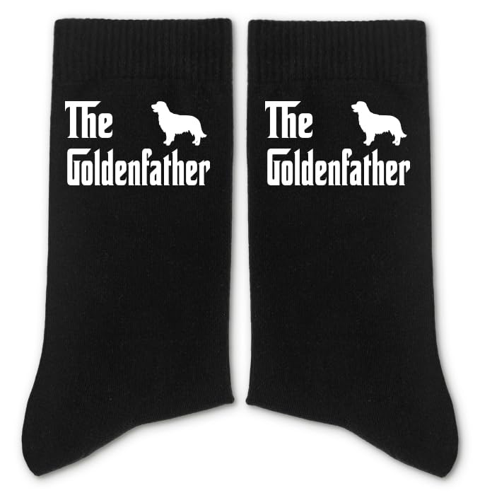 GMCDFHRQ Funny Dog Dad Socks The Goldenfather Sign Golden Retriever Crew Socks for Men Fathers Days Gifts Birthday Gifts for Men 031