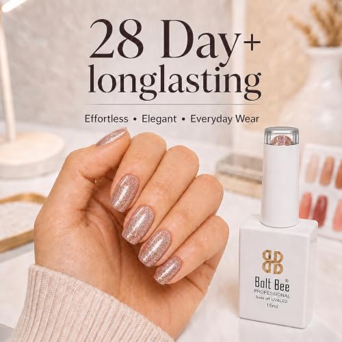 Image of BOLT BEE 15ML Gel Nail Polish 1Pc Clear Pink Glitter Nail Polish Soak Off UV LED Nail Gel Polish Nail Art Starter Manicure Salon DIY at Home, 0.5 OZ (1) (87)