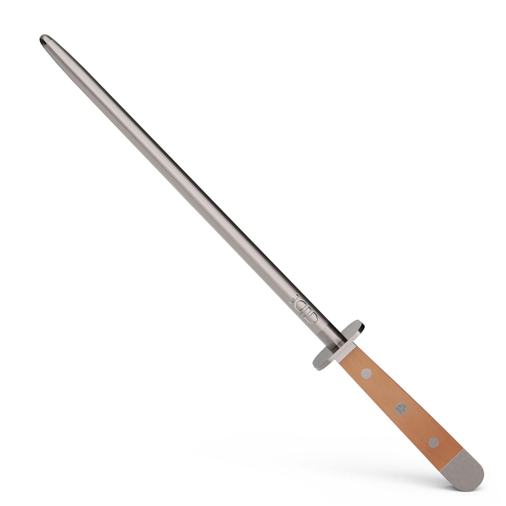 GÜDE Solingen - Ostrzałka stalowa, kuta, 26 cm, drewno z gruszy, ALPHA-BIRNE - podwójny trzpień, Ręcznie robiony w Niemczech