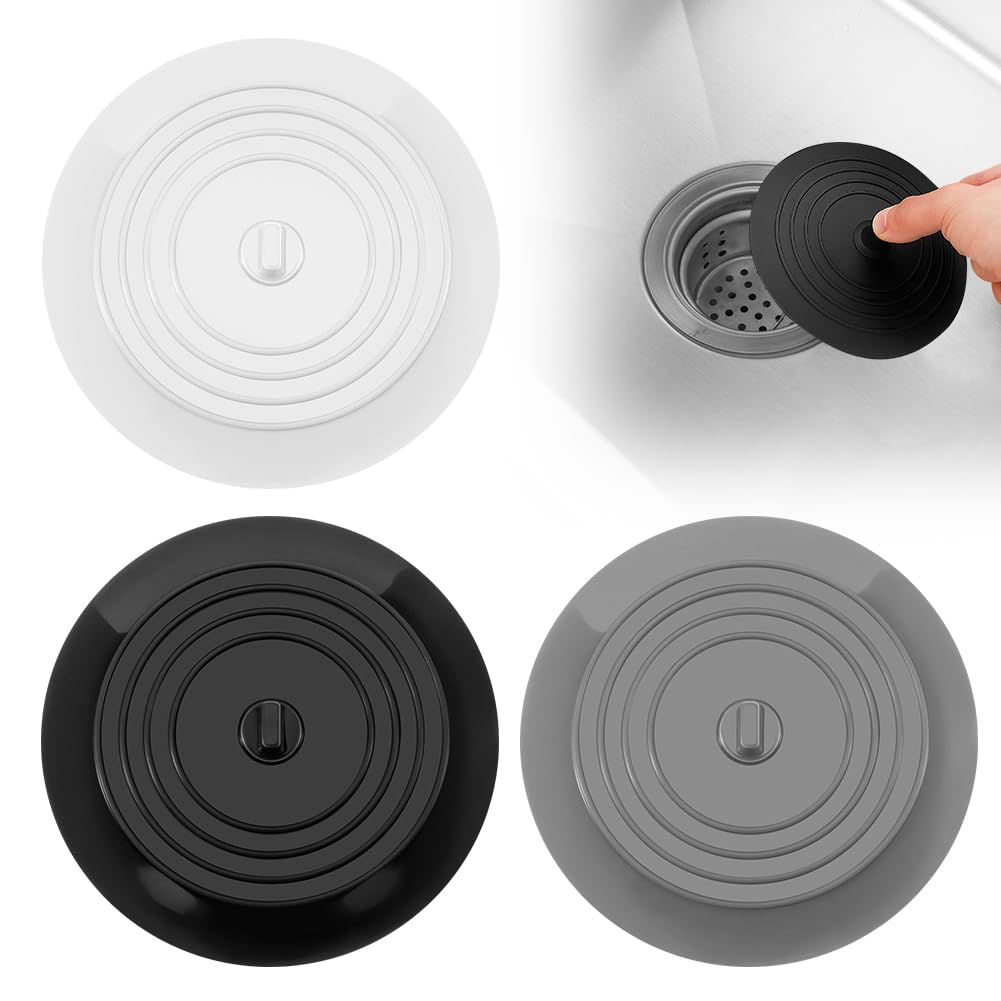 Tappi Scarico Tappi Vasca Silicone 3 Pezzi - Universali Per Lavello Lavabo 595304